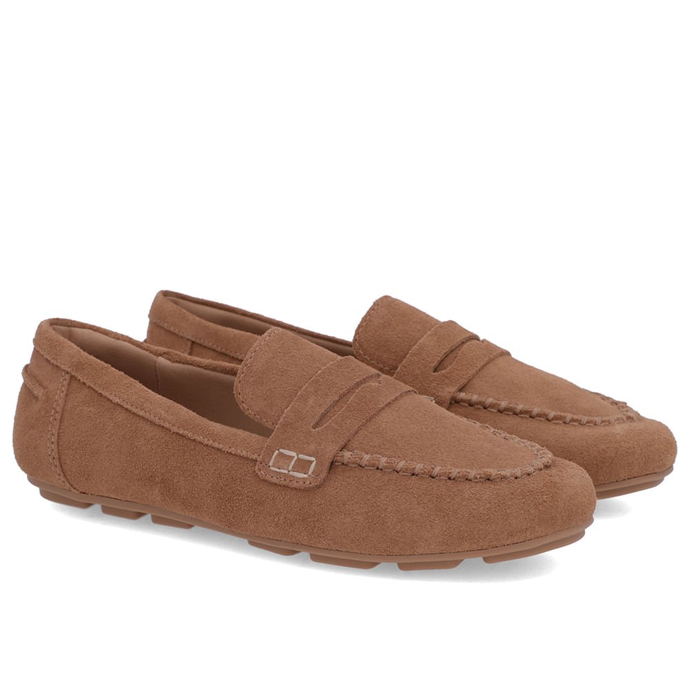 Loafer Marrom Couro Camurça Costuras Marrom 2