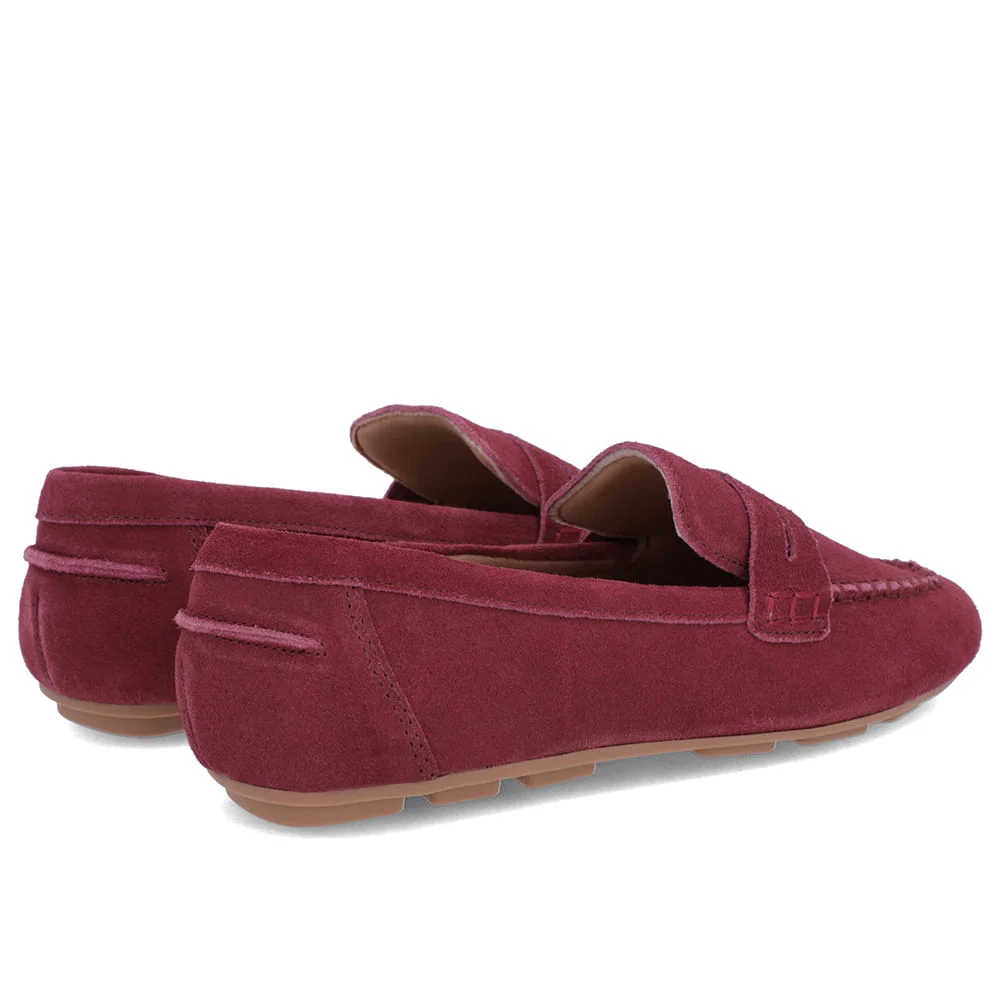 Loafer Vermelho Couro Camurça Costuras Vermelho 3