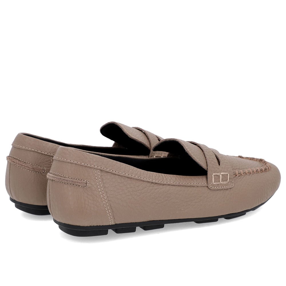 Loafer Marrom Claro Couro Costuras Marrom 3