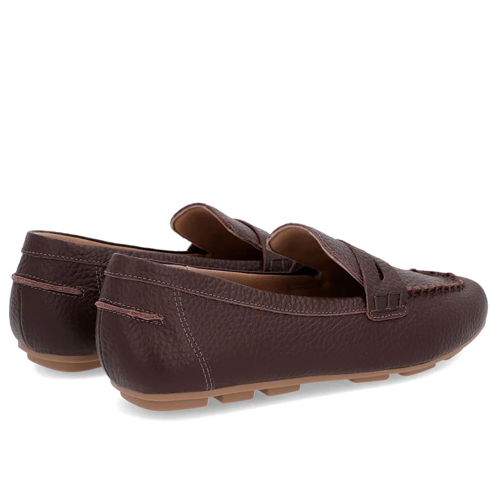 Loafer Marrom Textura Couro Costuras Marrom 3
