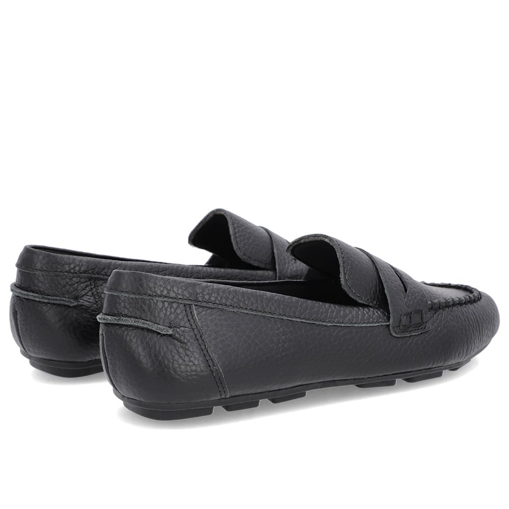 Loafer Preto Textura Couro Costuras Preto 3