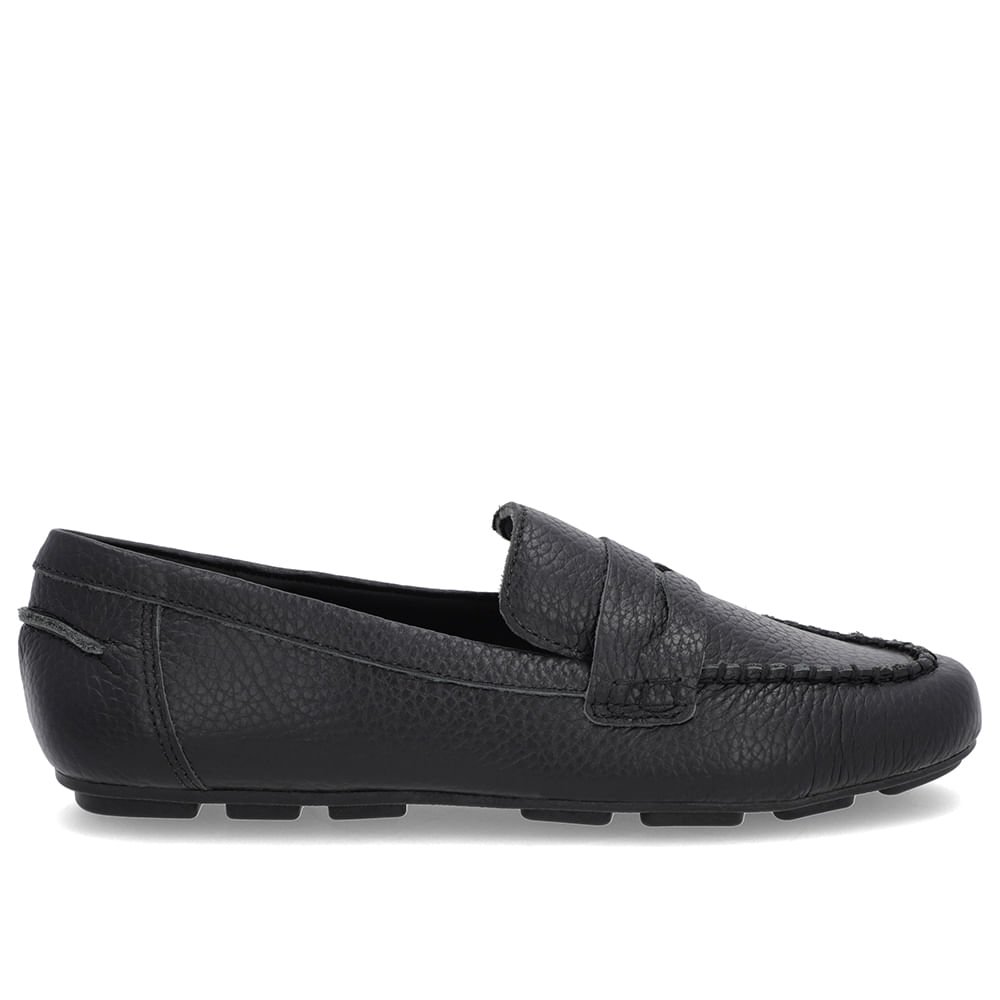 Loafer Preto Textura Couro Costuras Preto 1