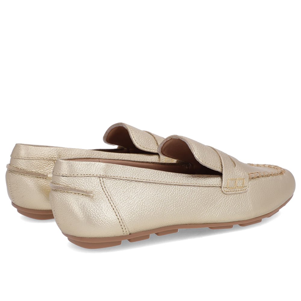 Loafer Dourado Couro Costuras Dourado 3