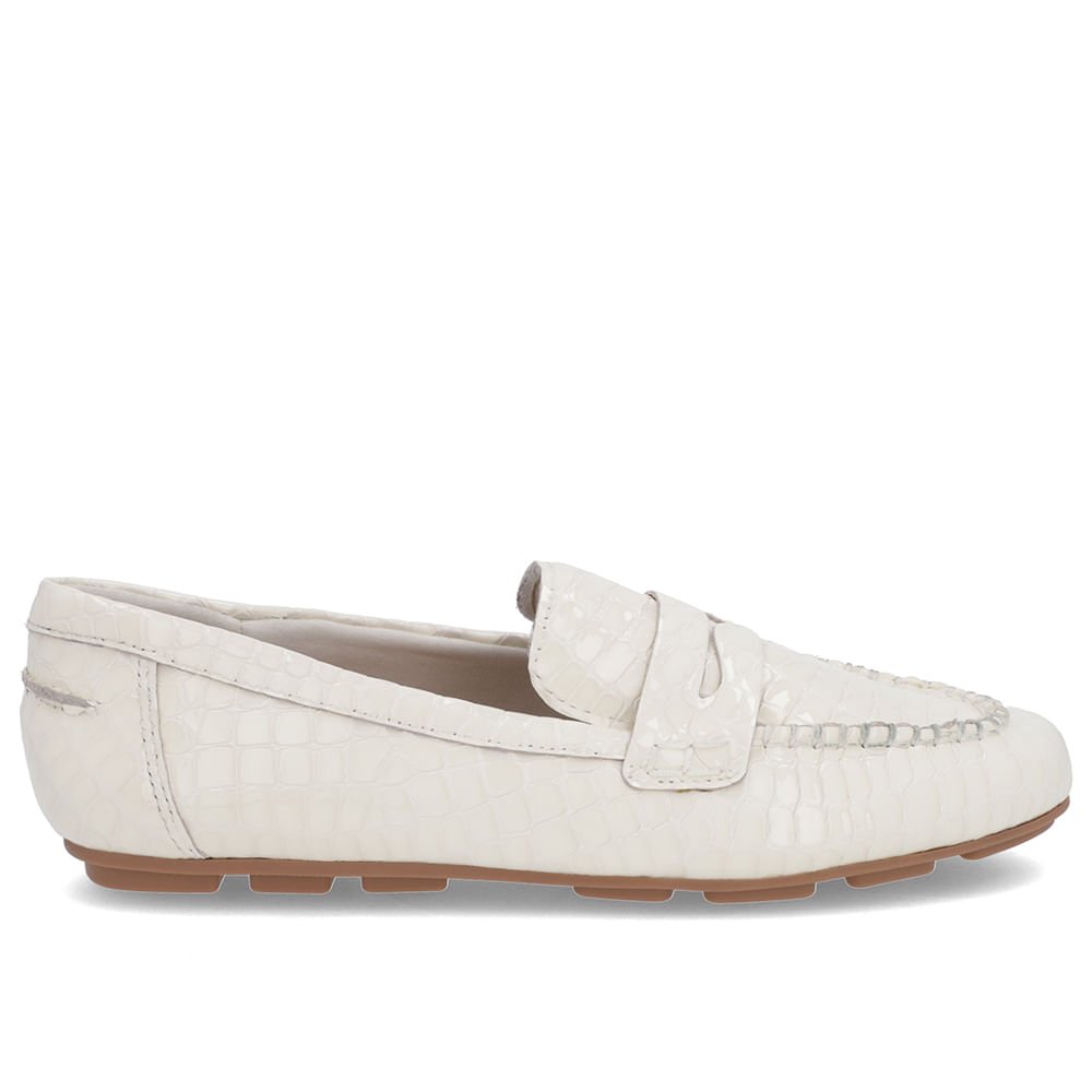 Loafer Branco Marfim Couro Costuras