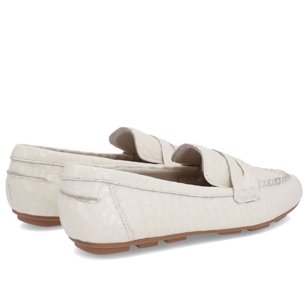Loafer Branco Marfim Couro Costuras Branco 3