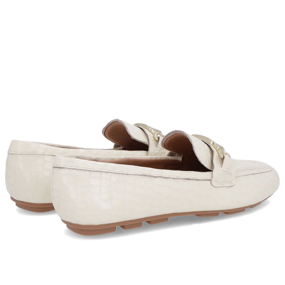 Loafer Branco Marfim Couro Croco Bridão Branco 3