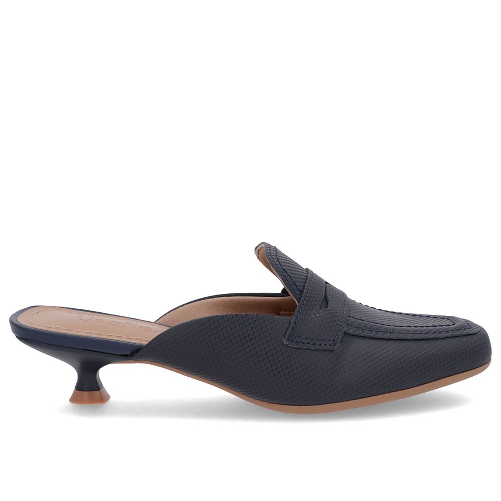 Mule Azul Couro Salto Kitten