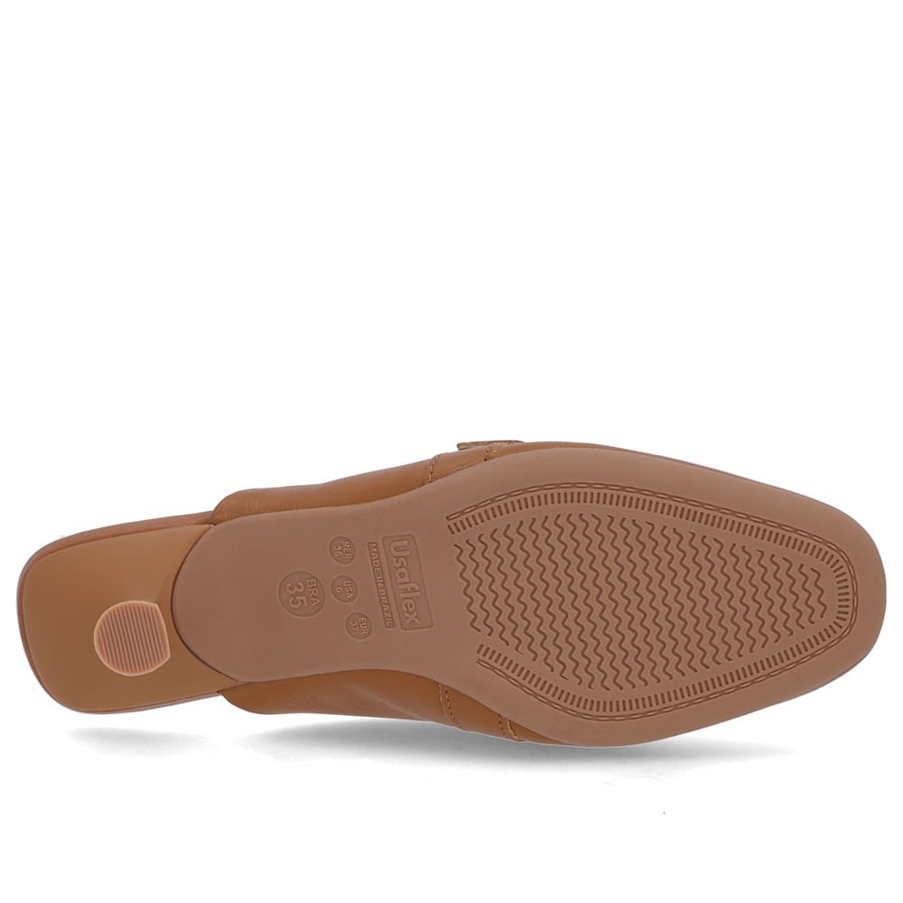 Mule Marrom Couro Salto Kitten Fivela Marrom 5
