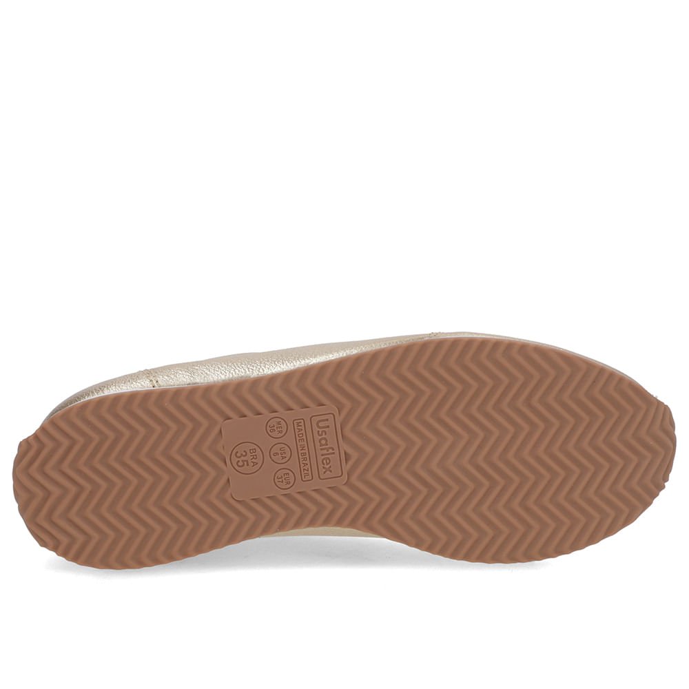 Tênis Dourado Couro Cadarço Elástico Dourado 5