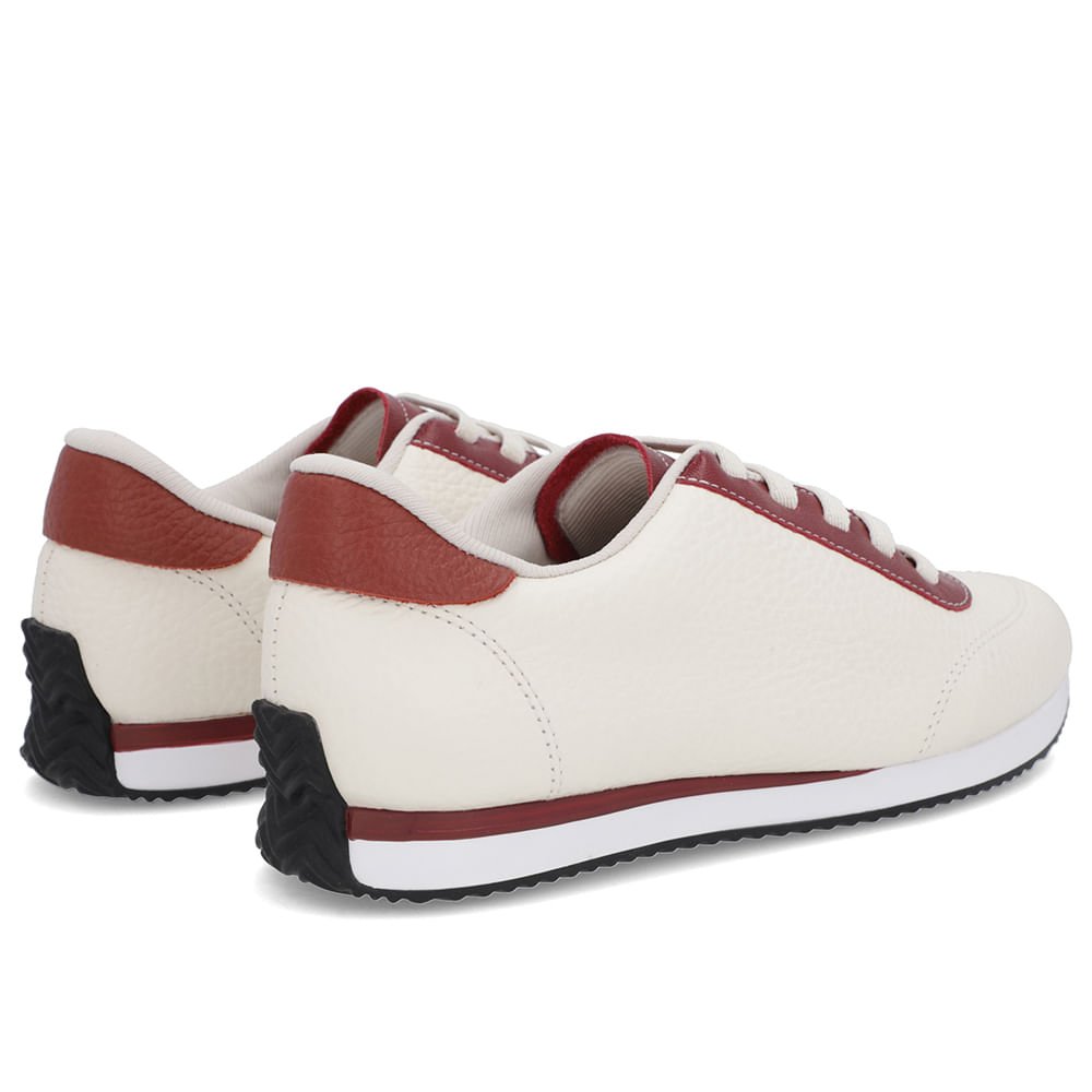 Tênis Branco Marfim Couro Cadarço Elástico Branco 3