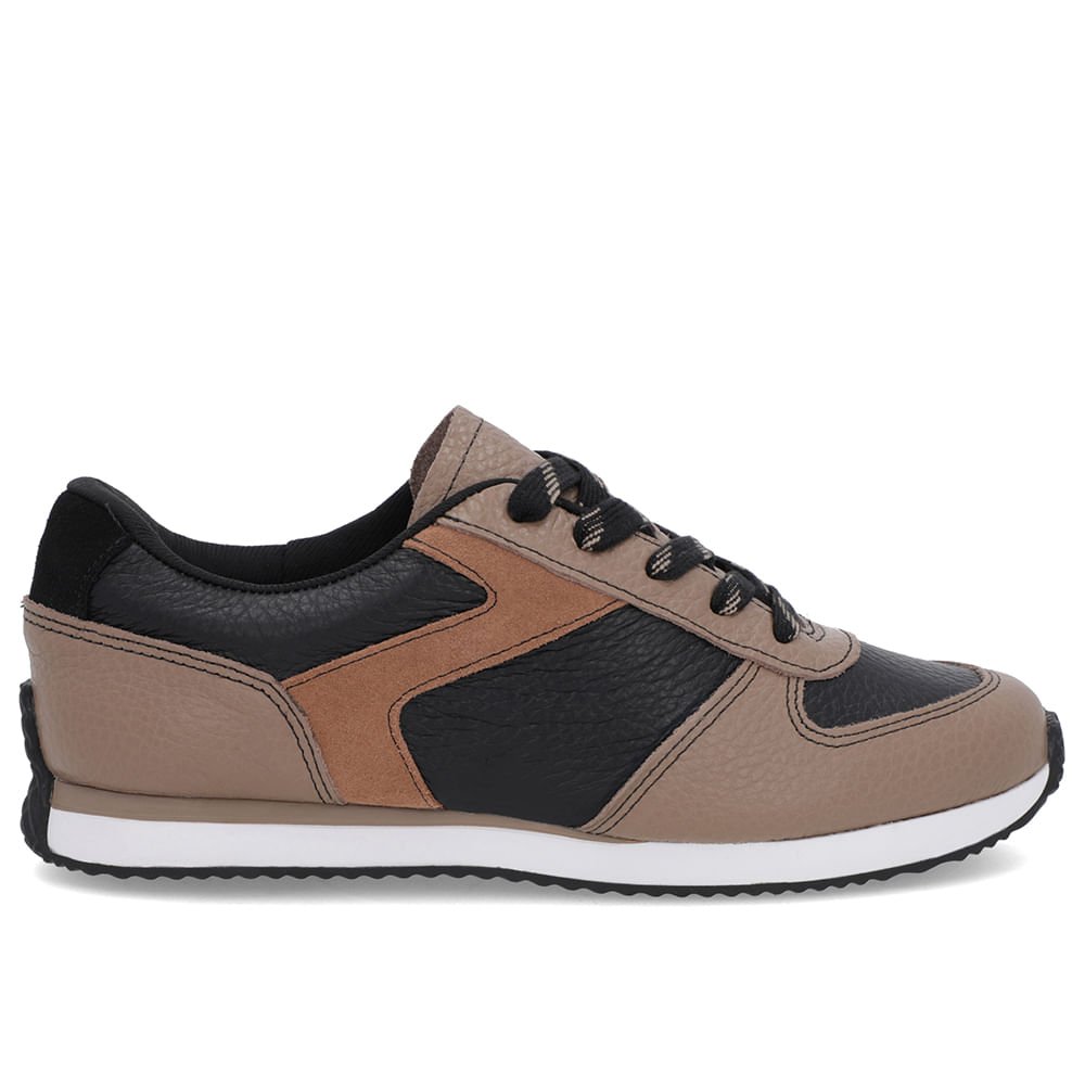 Tênis Marrom Claro Couro Cadarço