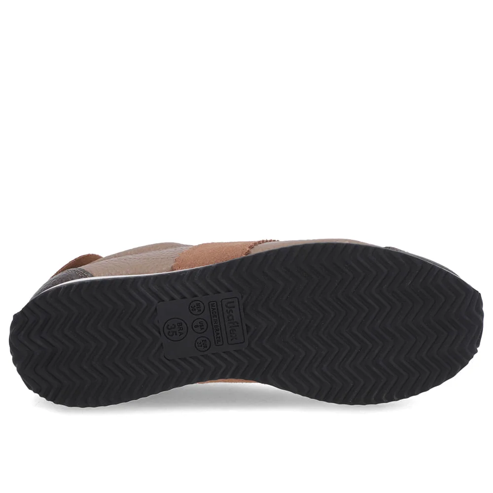 Tênis Marrom Claro Couro Detalhe Lateral Marrom 5