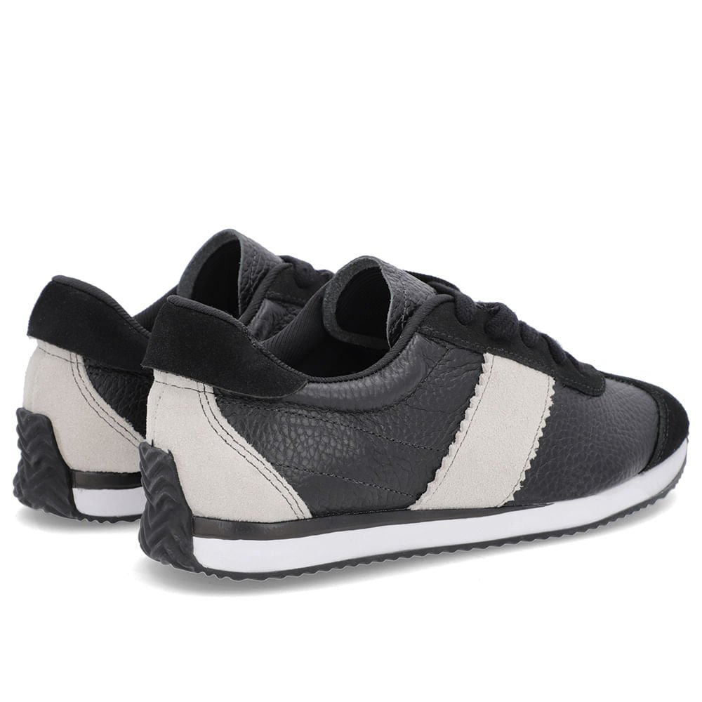 Tênis Preto Couro Detalhe Lateral Preto 3