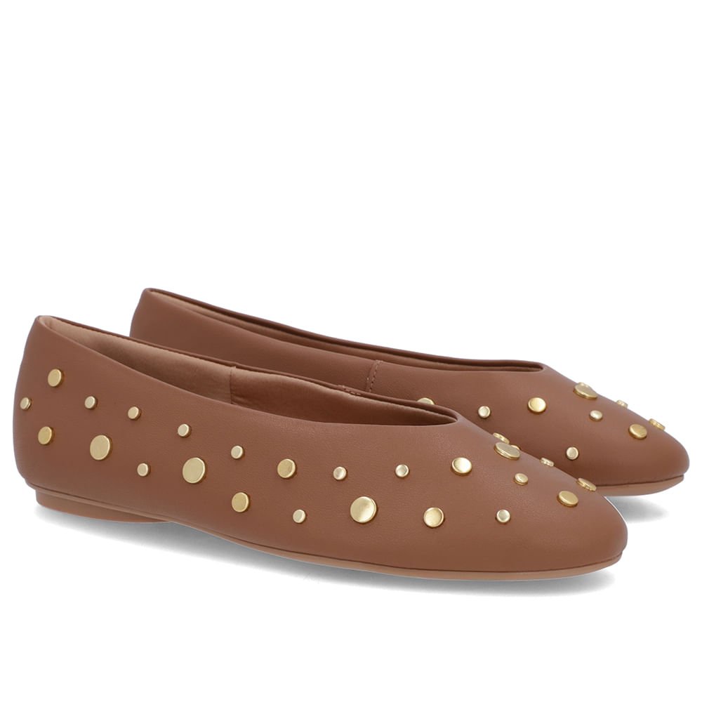 Sapatilha Marrom Couro Rebite Marrom 4