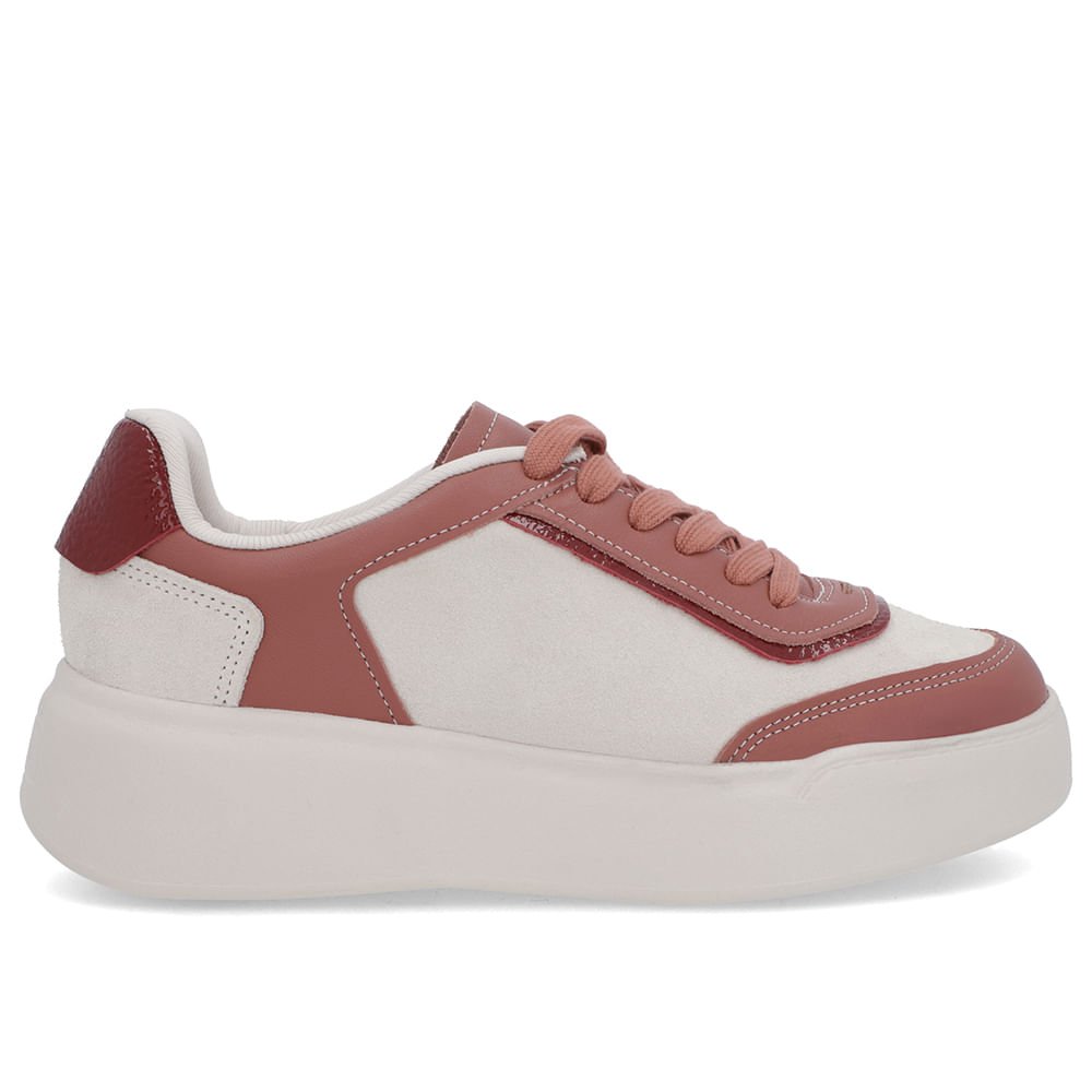 Tênis Rosa Camurça Sola Alta Cadarço