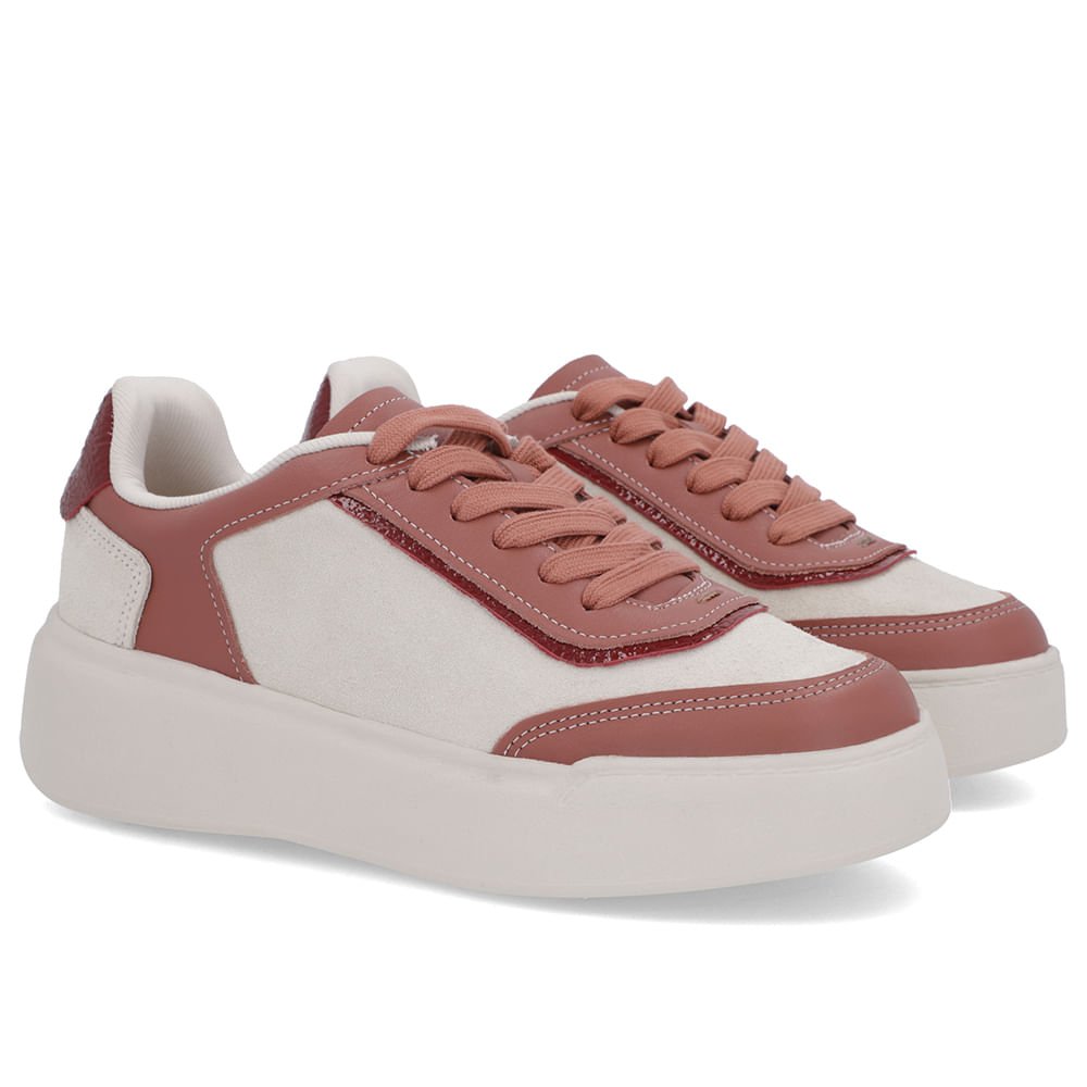 Tênis Rosa Camurça Sola Alta Cadarço Rosa 2