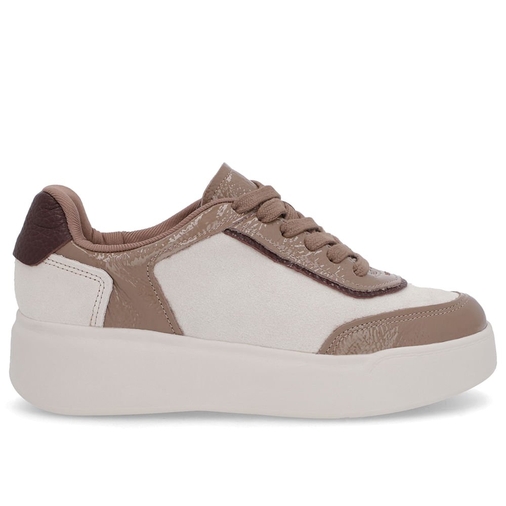 Tênis Marrom Claro Camurça Sola Alta Cadarço