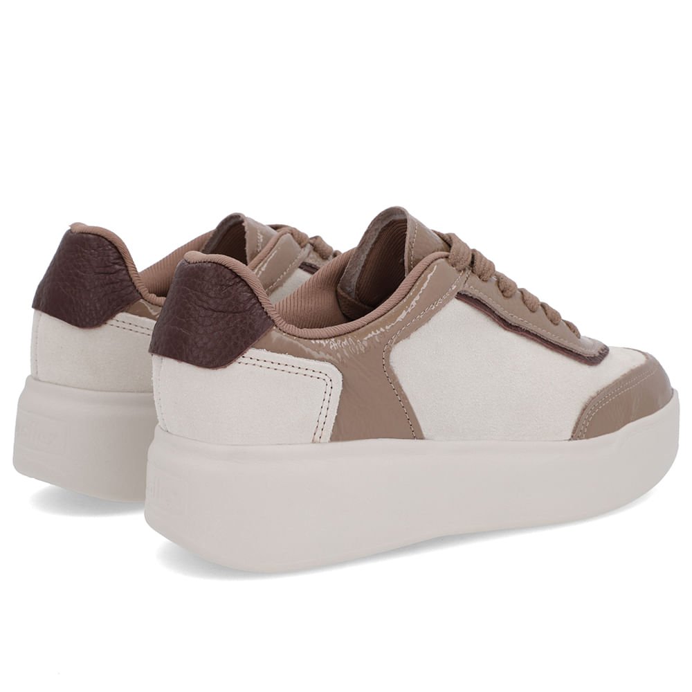 Tênis Marrom Claro Camurça Sola Alta Cadarço Marrom 3