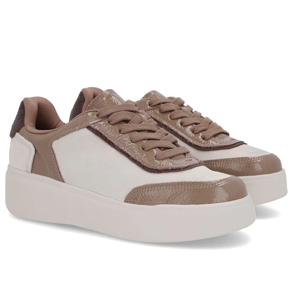 Tênis Marrom Claro Camurça Sola Alta Cadarço Marrom 4