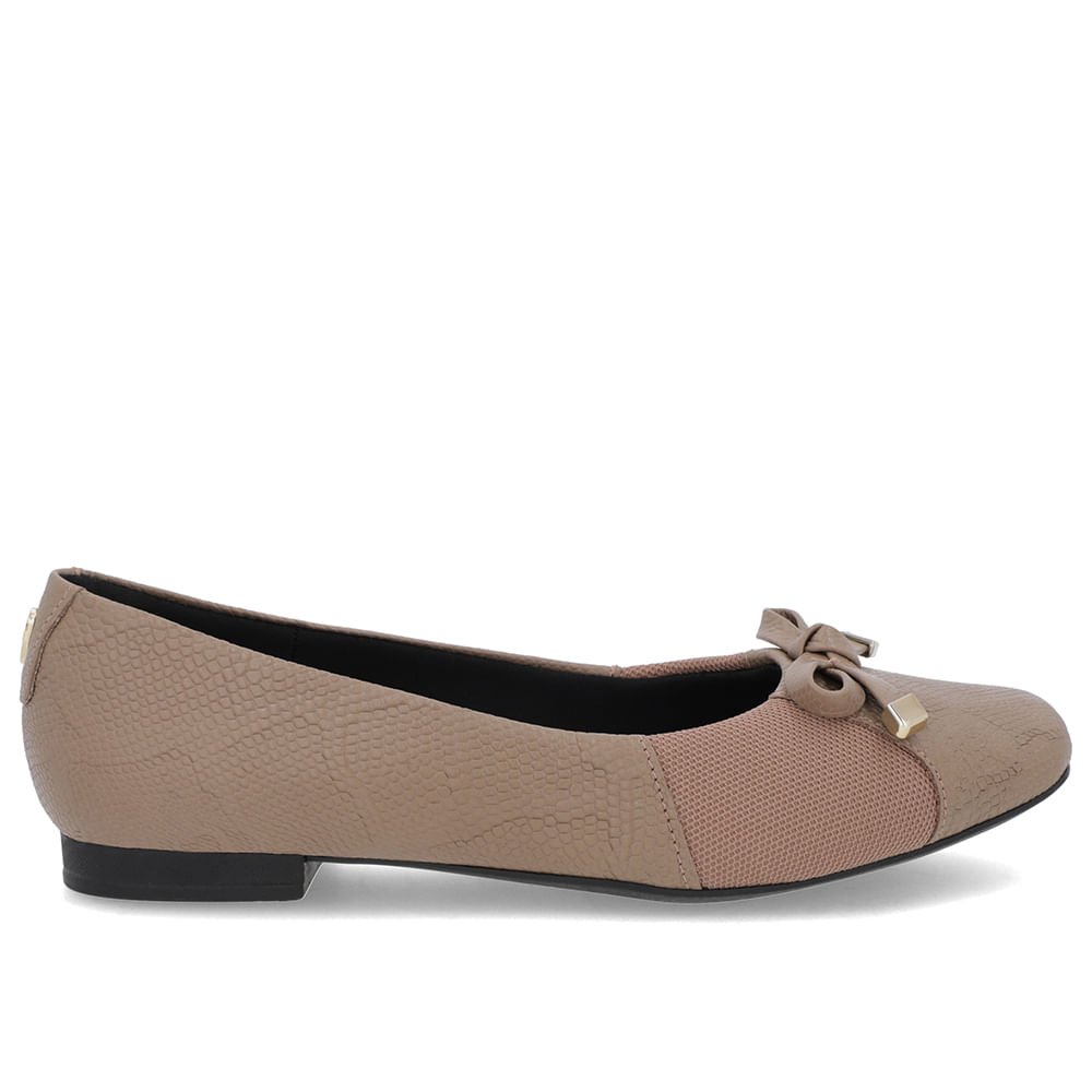 Sapatilha Marrom Clara Couro Textura Marrom 1