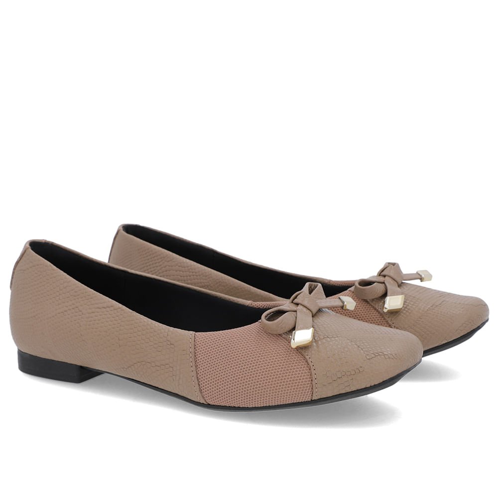 Sapatilha Marrom Clara Couro Textura Marrom 2