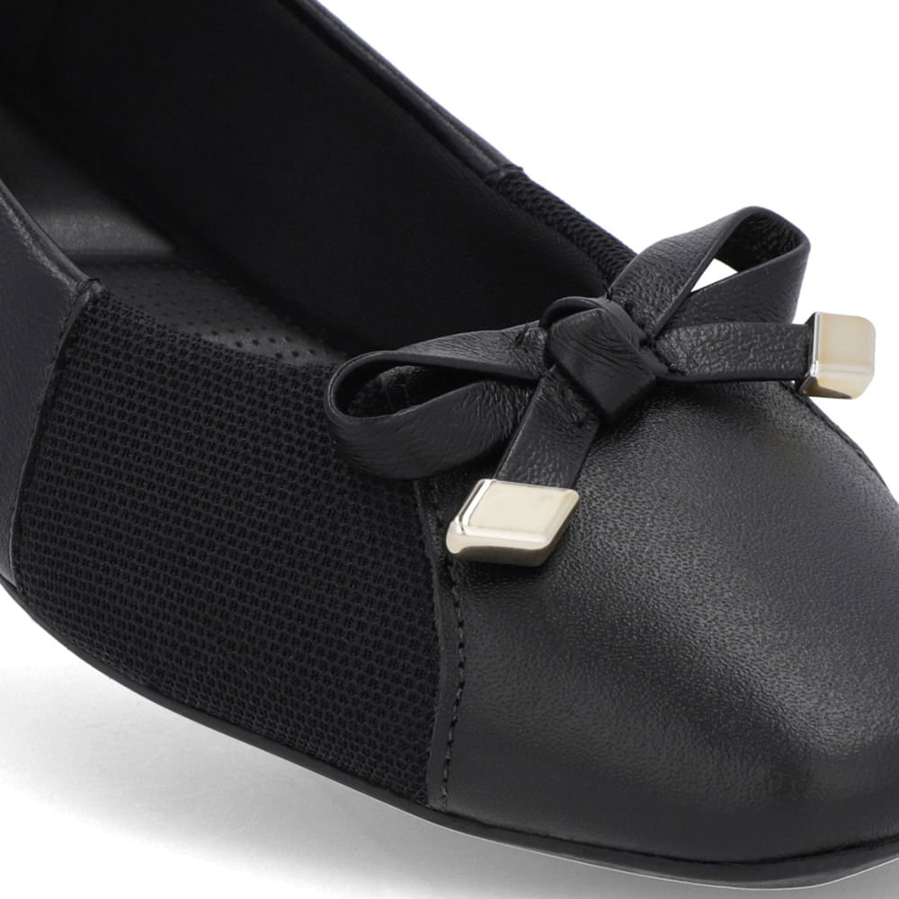 Sapatilha Preta Couro Lisa Preto 4