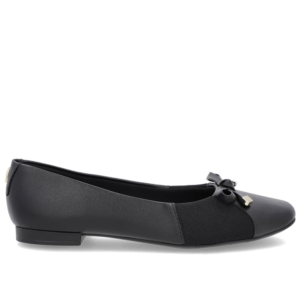 Sapatilha Preta Couro Lisa