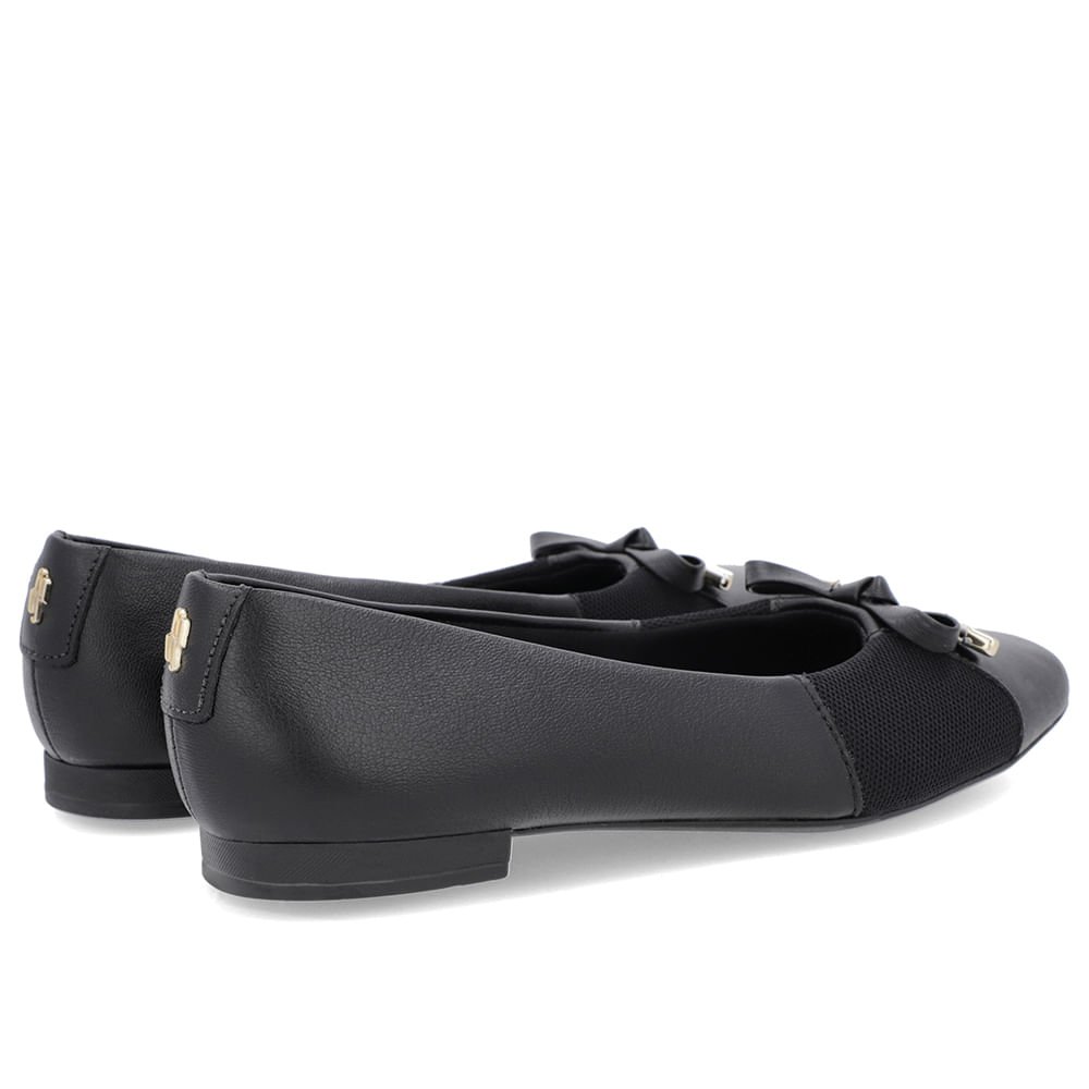 Sapatilha Preta Couro Lisa Preto 3