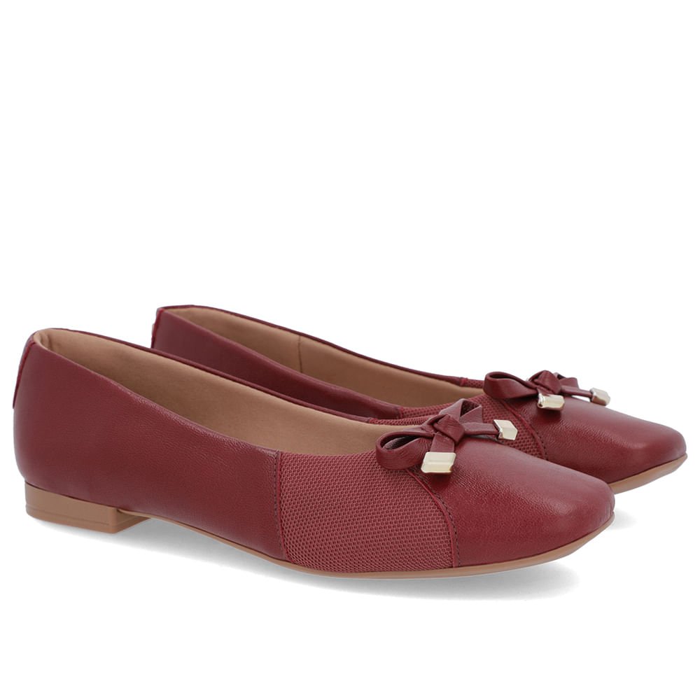 Sapatilha Vermelha Couro Lisa Vermelho 2