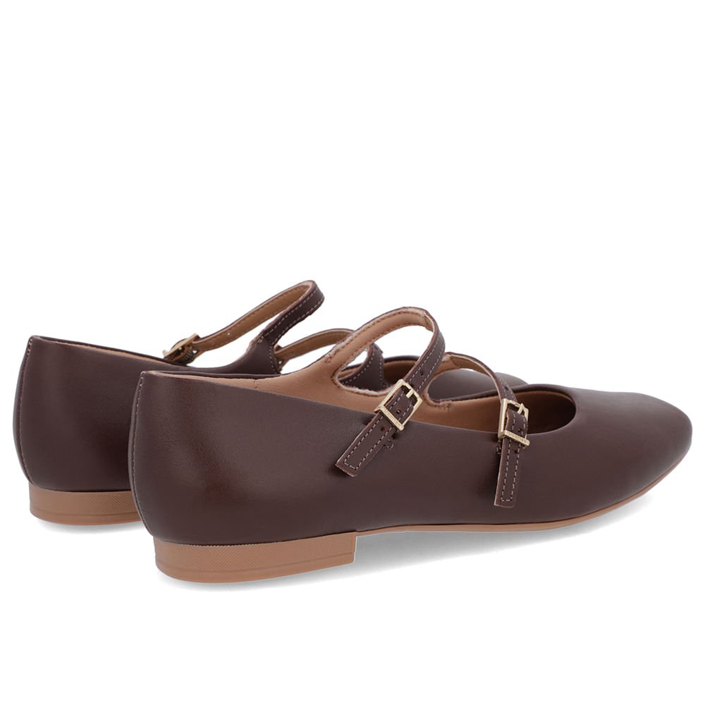 Sapatilha Marrom Couro Tiras Fivelas Marrom 3