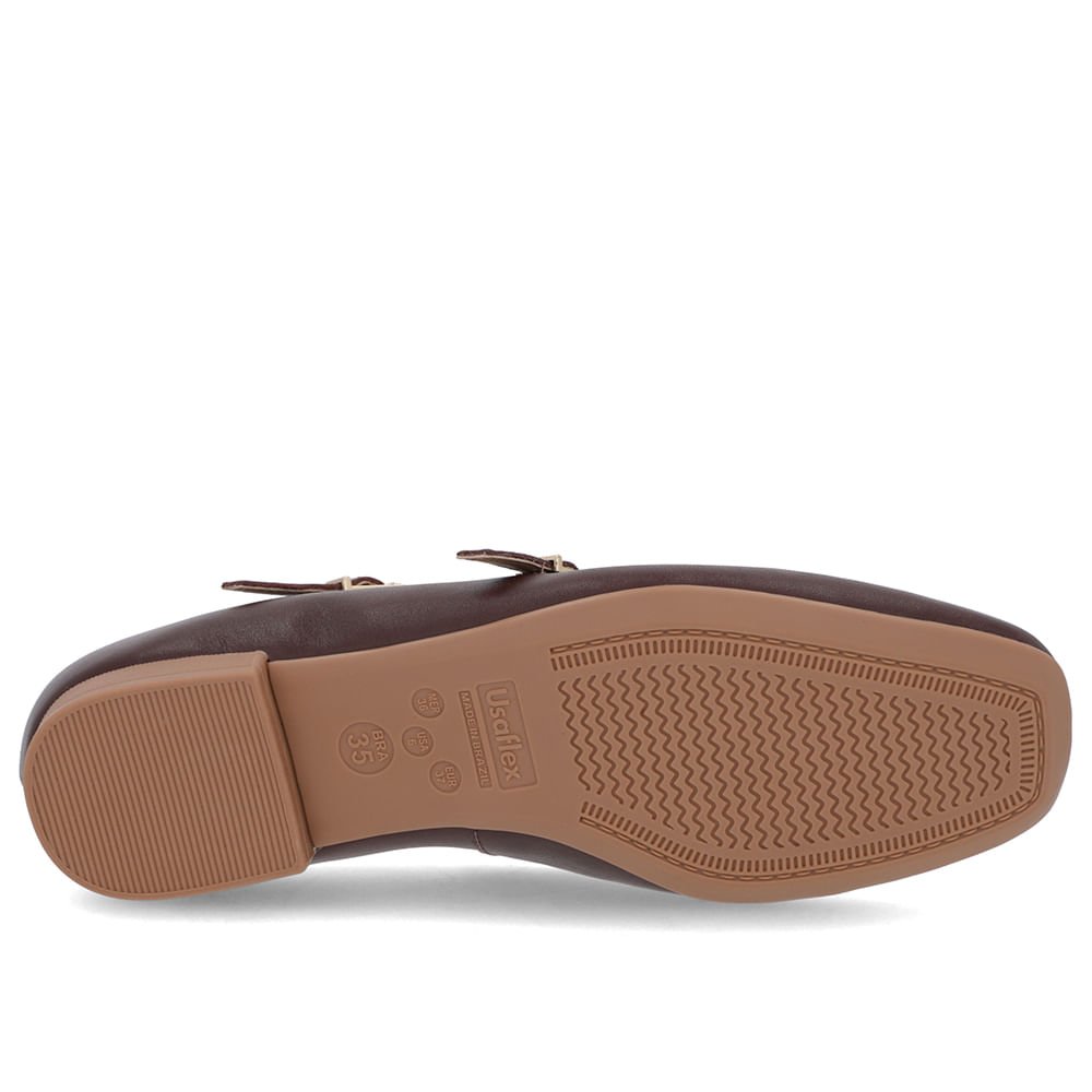 Sapatilha Marrom Couro Tiras Fivelas Marrom 5