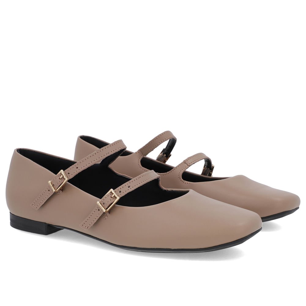 Sapatilha Marrom Clara Couro Tiras Fivelas Marrom 2