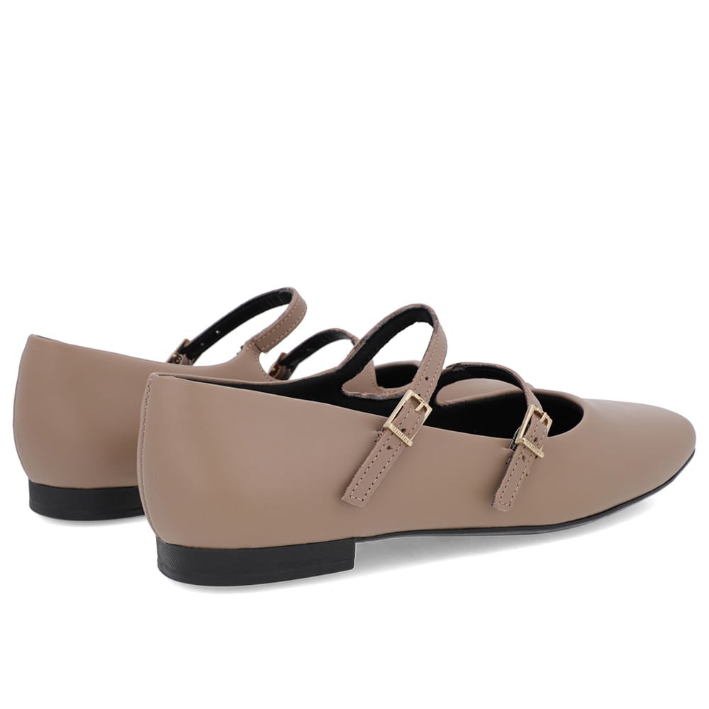 Sapatilha Marrom Clara Couro Tiras Fivelas Marrom 3