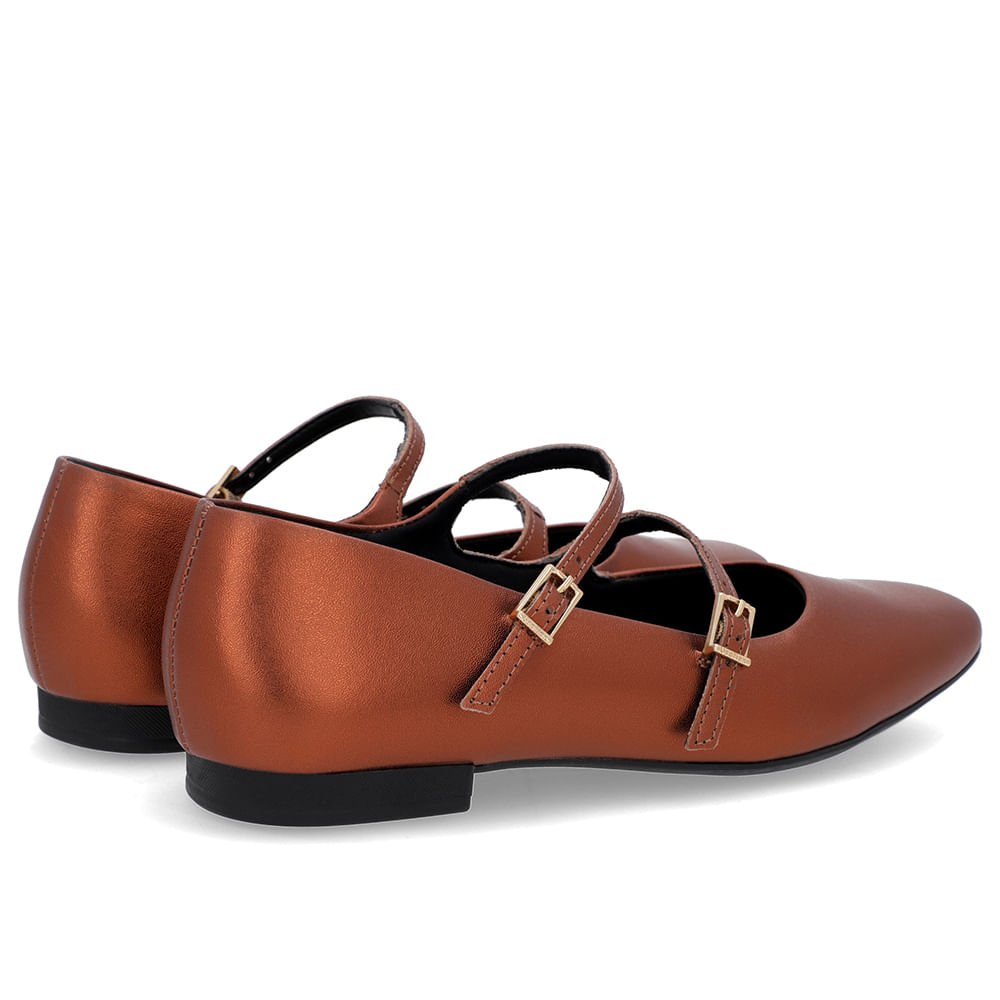 Sapatilha Cobre Couro Tiras Fivelas Cobre 3