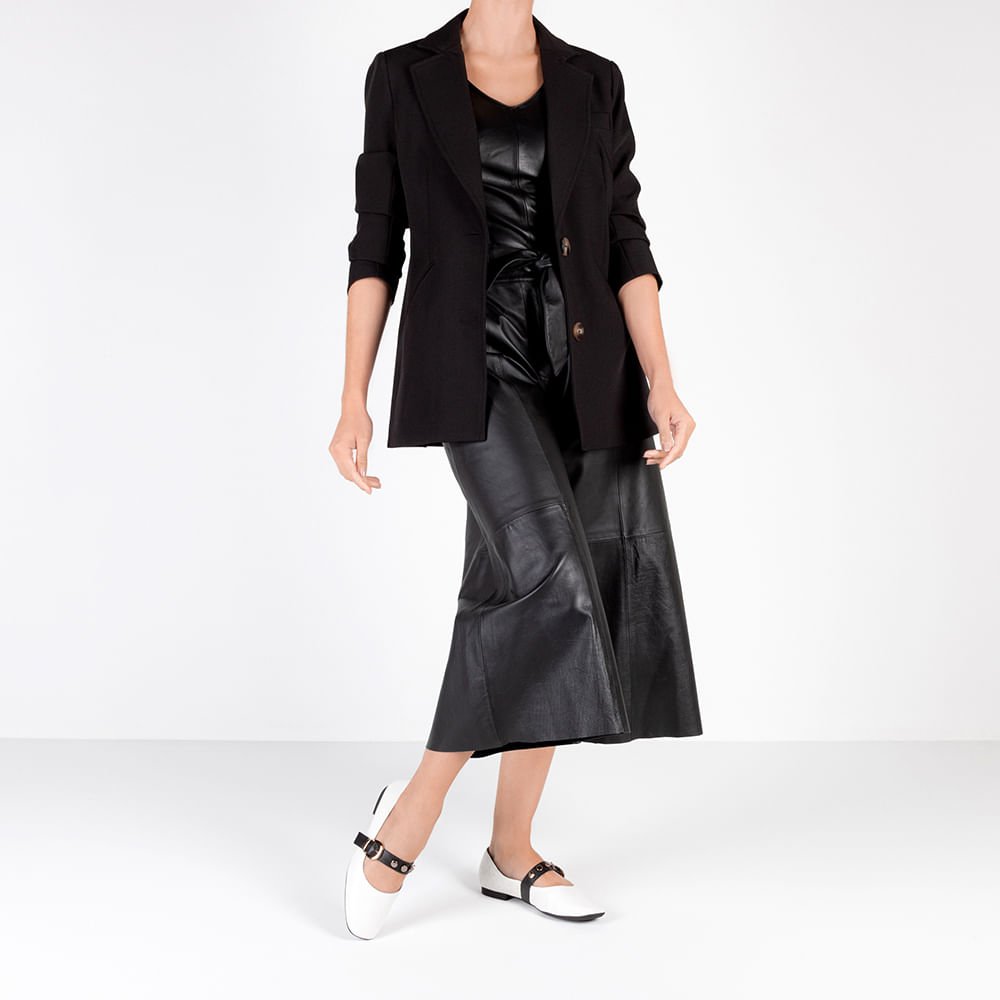 Sapatilha Branca Couro Tira Fivela Branco 4