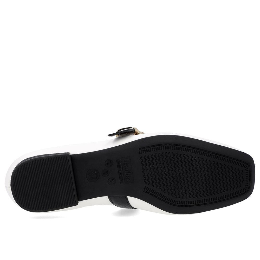 Sapatilha Branca Couro Tira Fivela Branco 5