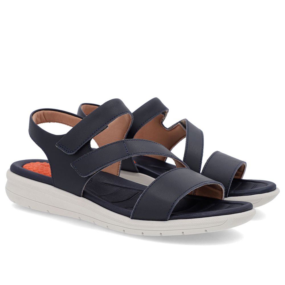 Sandália Couro Azul Ajustes Fecho-Flex Azul 2