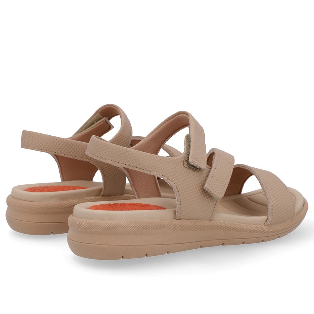 Sandália Couro Bege Ajustes Fecho-Flex Bege 3