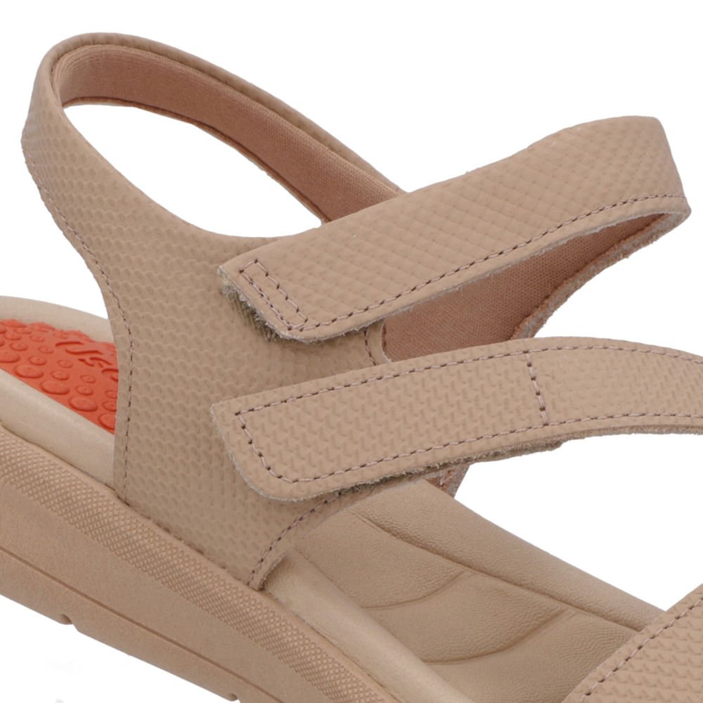 Sandália Couro Bege Ajustes Fecho-Flex Bege 4