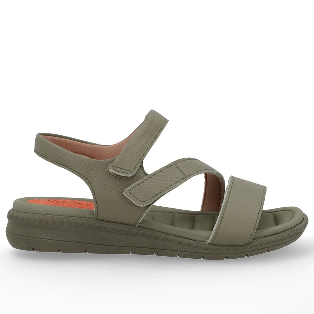 Sandália Couro Verde Ajustes Fecho-Flex