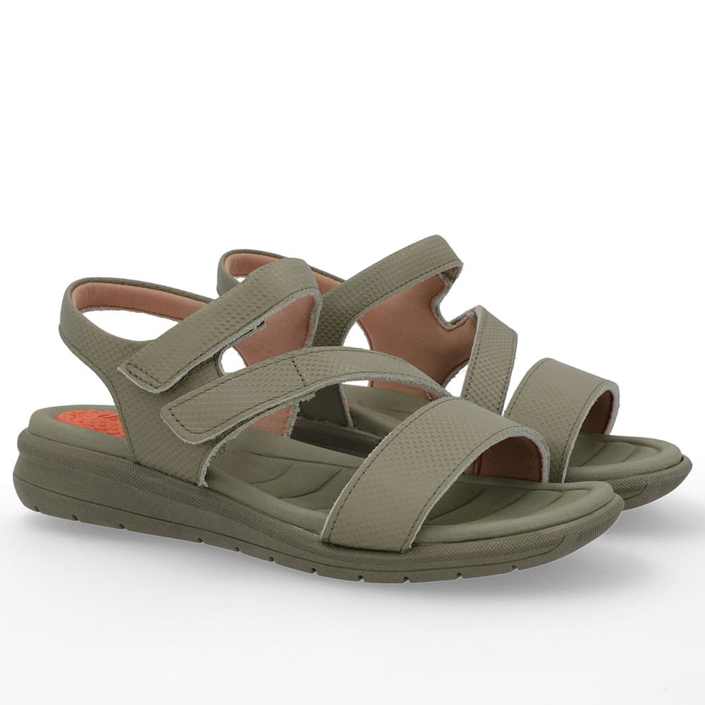 Sandália Couro Verde Ajustes Fecho-Flex Verde 2