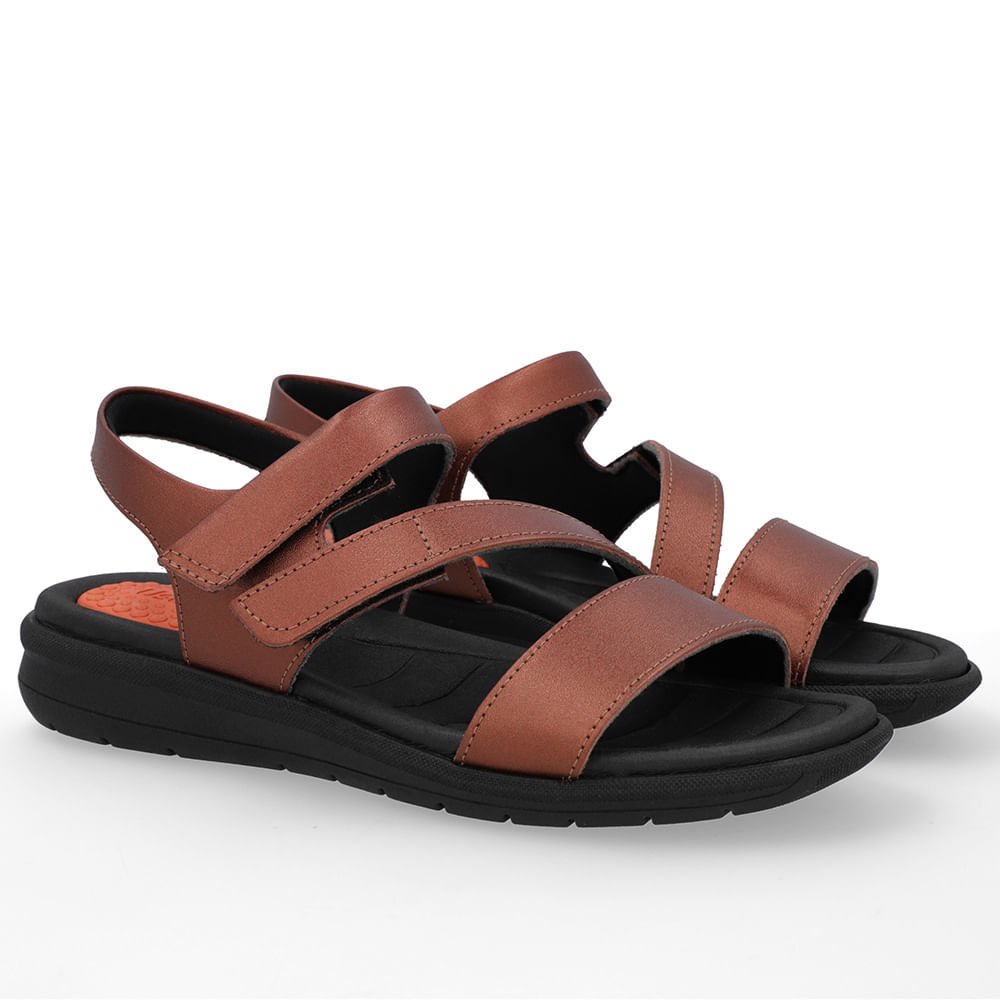 Sandália Couro Cobre Ajustes Fecho-Flex Cobre 2