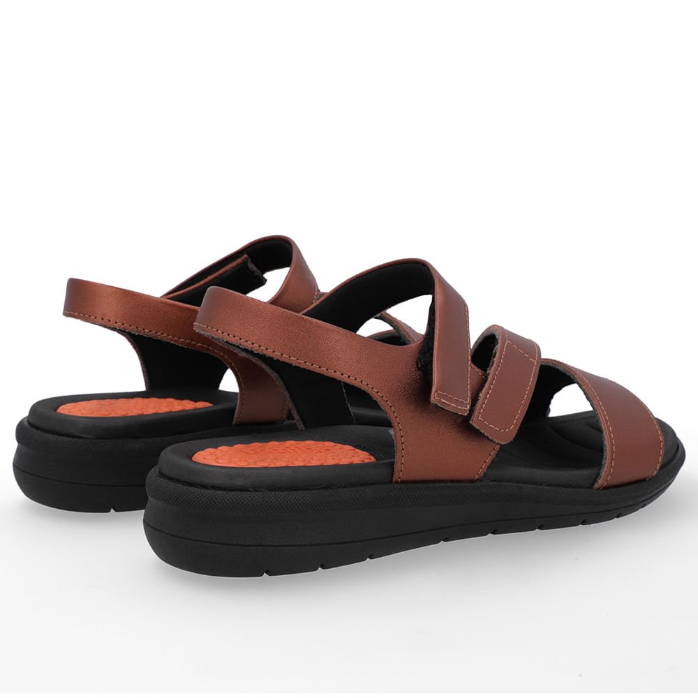 Sandália Couro Cobre Ajustes Fecho-Flex Cobre 3
