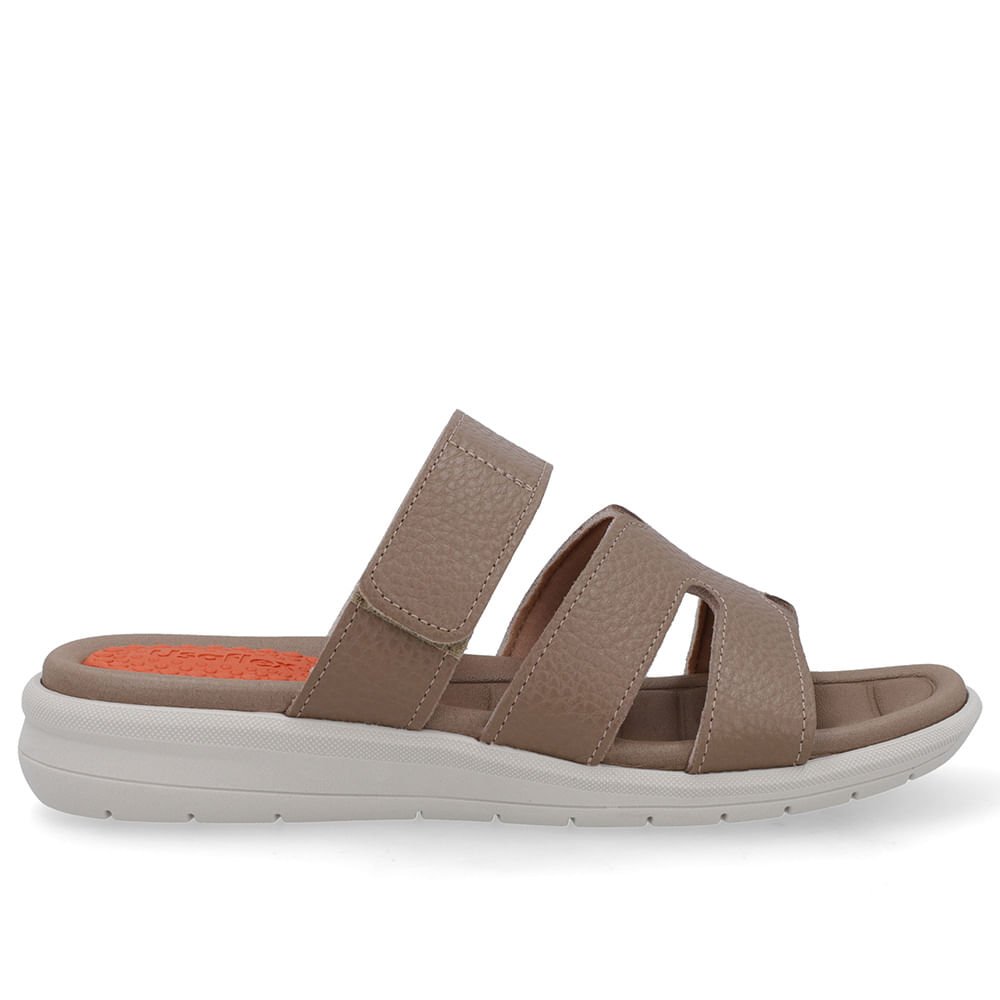 Tamanco Marrom Couro Ajuste Fecho-Flex