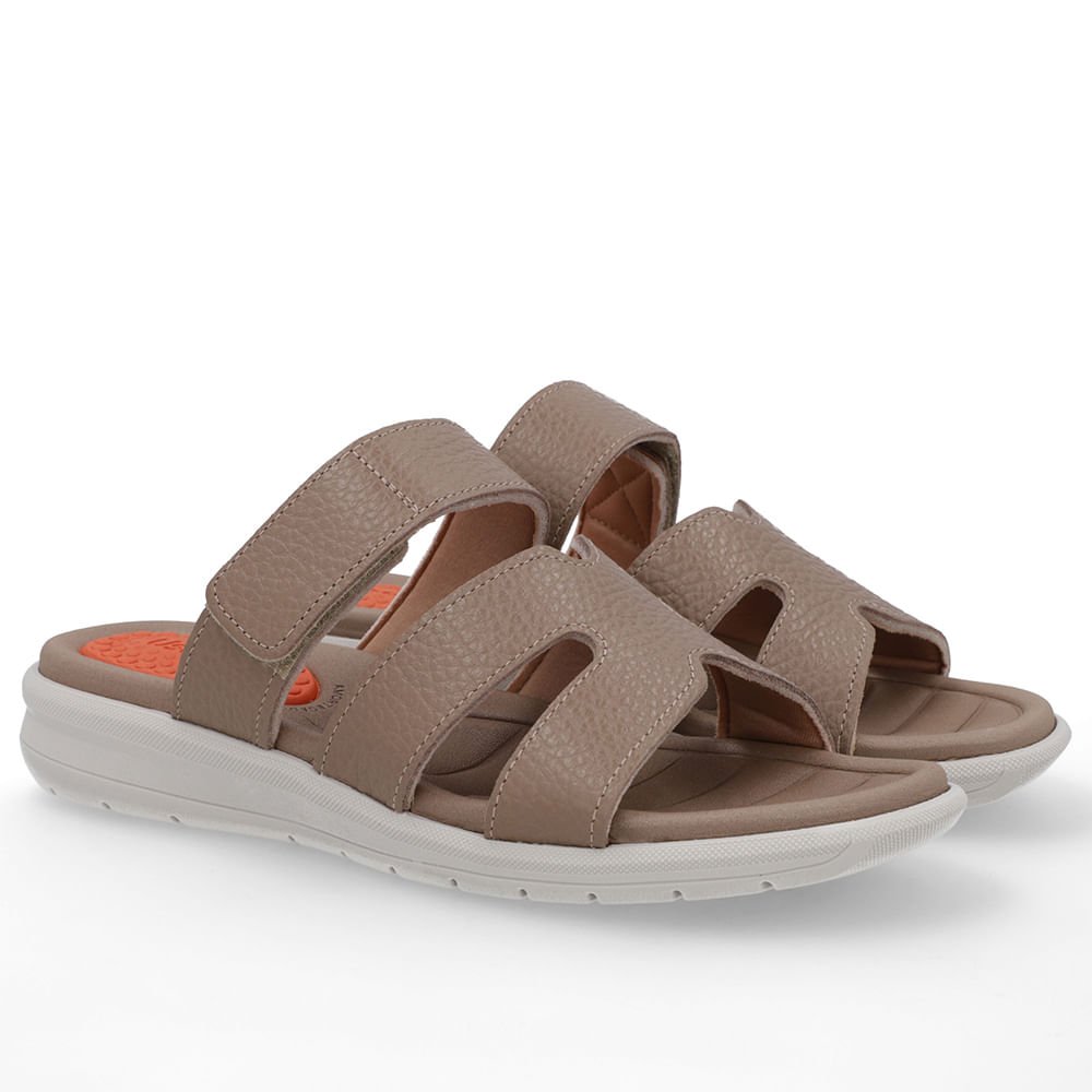 Tamanco Marrom Couro Ajuste Fecho-Flex Marrom 2