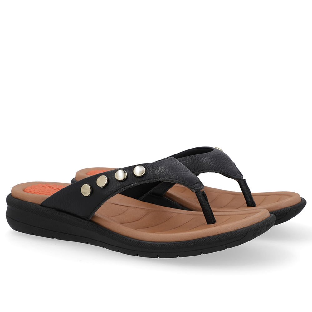 Chinelo Plataforma Couro Preto Preto 2