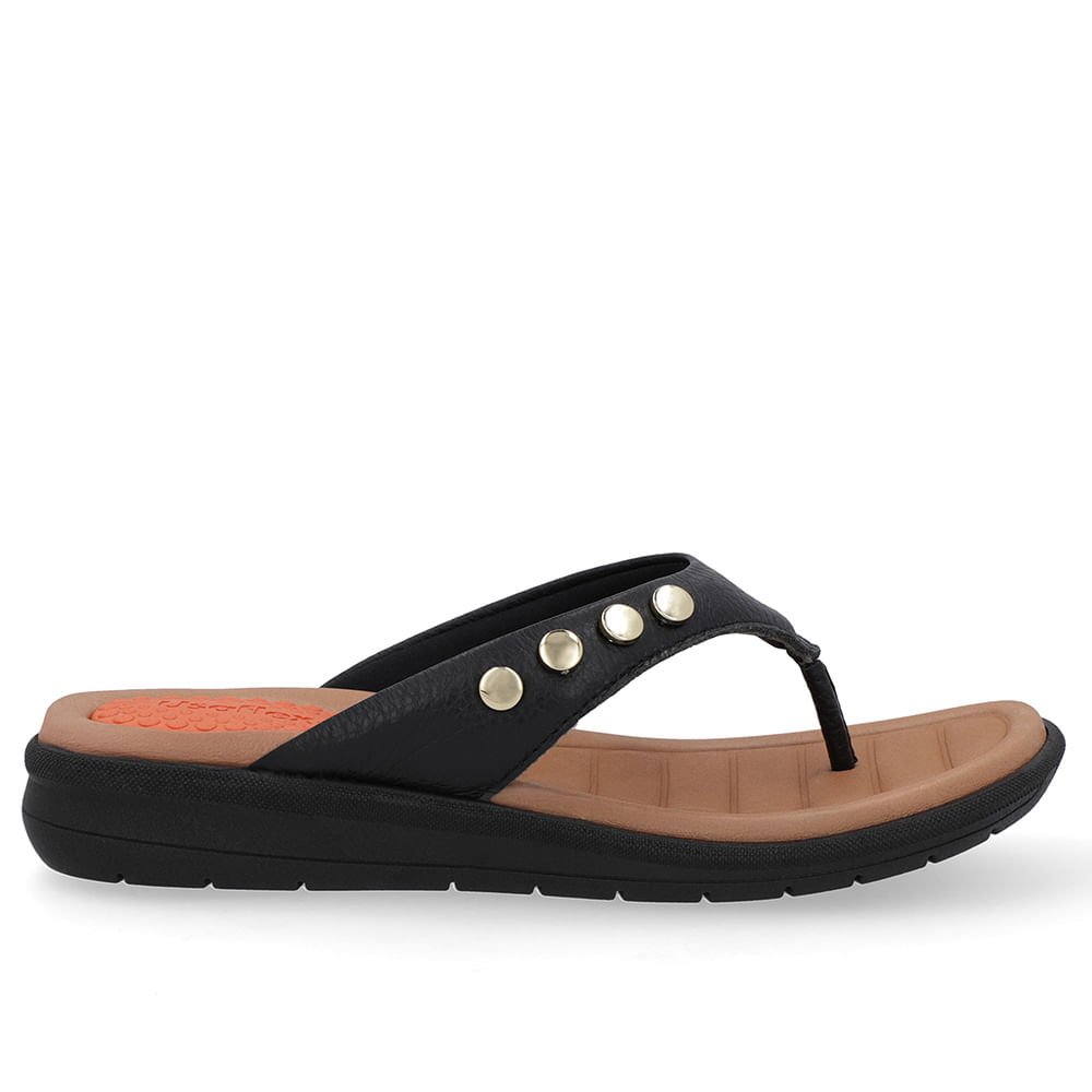 Chinelo Plataforma Couro Preto