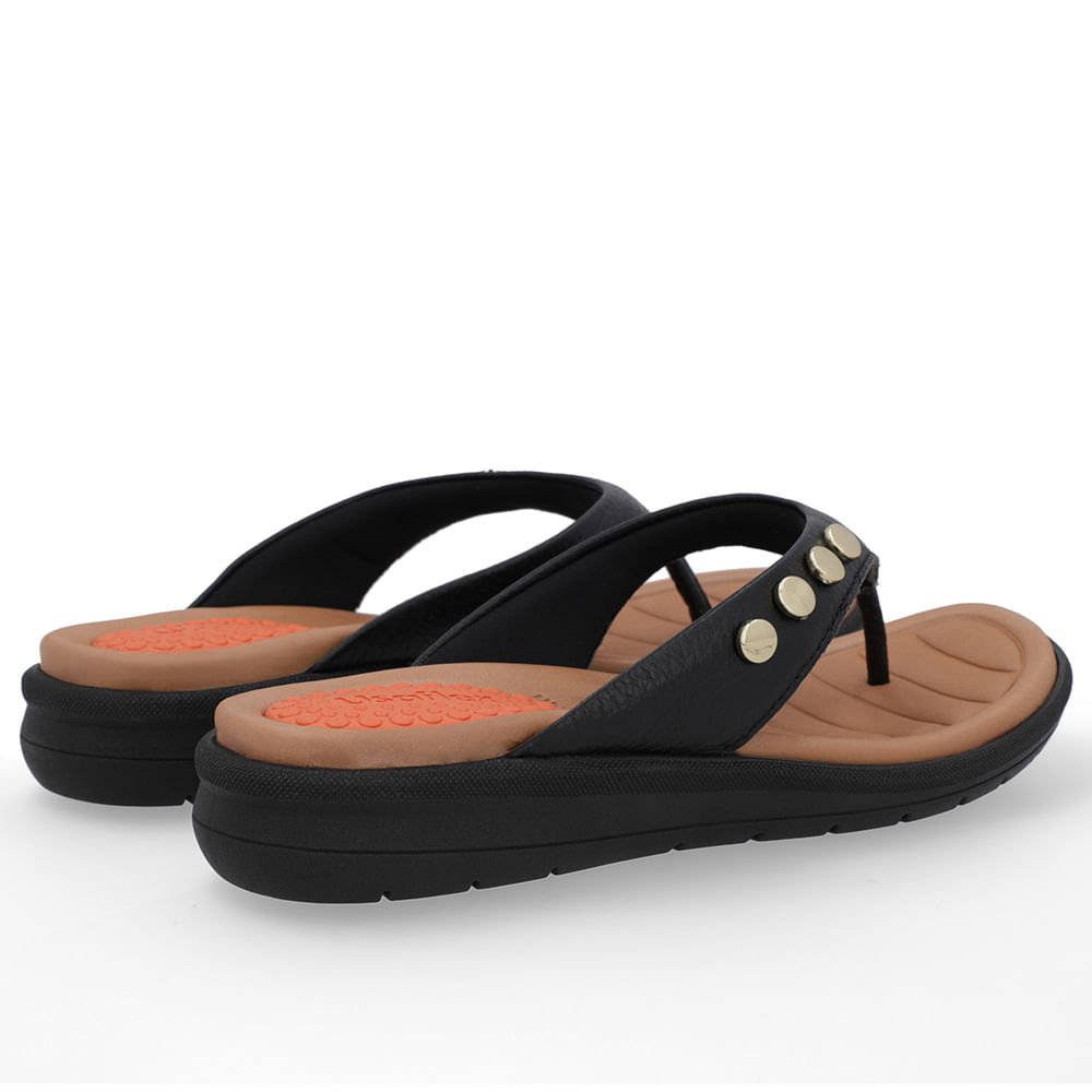 Chinelo Plataforma Couro Preto Preto 3