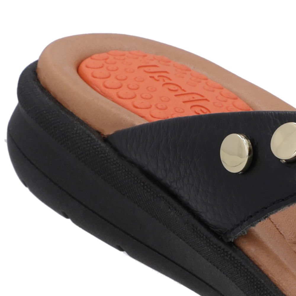 Chinelo Plataforma Couro Preto Preto 4
