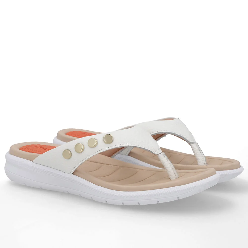 Chinelo Plataforma Couro Branco Branco 2
